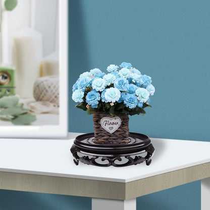 Hapivida Plant Stand, 4.4in Round Plant Riser Flower Pot Display Stand Plant Rack Holder Planter Tray Oriental Style Furniture Indoor Outdoor for Desktop Counter Room