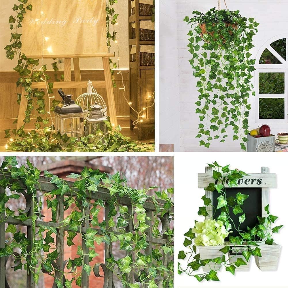 Unilove 84 feet 12 Pack Fake Vines Artificial Ivy Leaves Plants Hanging Greenery Plant Garland for Bedroom Office Wall Decor Indoor Outdoors (84Ft Ivy Leaves)