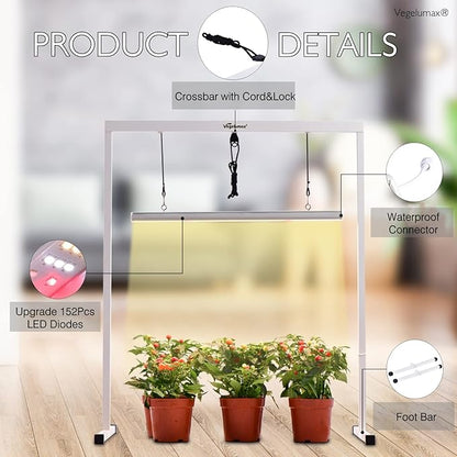 50W LED 2 feet Grow Light Lamp with Stand Rack CRI90+ for Horticulture Indoor Plant Growth Veg Flowering Fruiting,Full Spectrum 3300K,Iron Pipe Frame,Aluminum Heat Sink,Height Adjustable