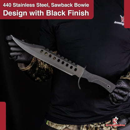 Armory Replicas Night Stalkers Marine Force Recon Hunting Outdoor Survivors Sawback Knife 17 Inches Black