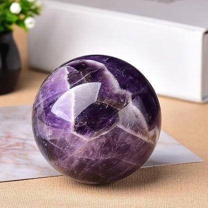 Amethyst Sphere Gemstone Balls Healing Crystals Ball with Stand Crystal Sphere for Reiki Chakra Fengshui Meditation Home Decor (300g)