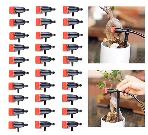 Drip Emitters for 1/4" Drip Irrigation Tubing,Garden Irrigation Dripper, Irrigation Drip Emitters Adjustable Water Flow Drippers Garden Succulent Watering Dripper Sprinkler for (4-7mm) Hose (30)