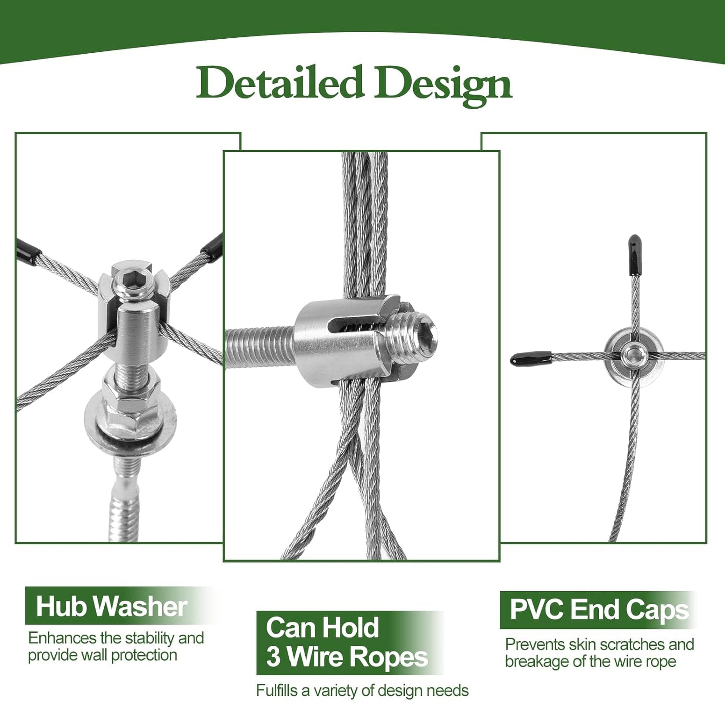SPECILITE Wire Trellis for Climbing Plants Outdoor, 30-Set T316 Stainless Steel Kit, 1/8in x 150ft Ropes with Cable Cutter, Espalier System for Fence Wall and Garden DIY