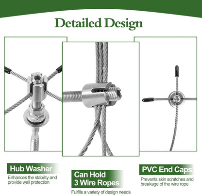 SPECILITE Wire Trellis for Climbing Plants Outdoor, 30-Set T316 Stainless Steel Kit, 1/8in x 150ft Ropes with Cable Cutter, Espalier System for Fence Wall and Garden DIY