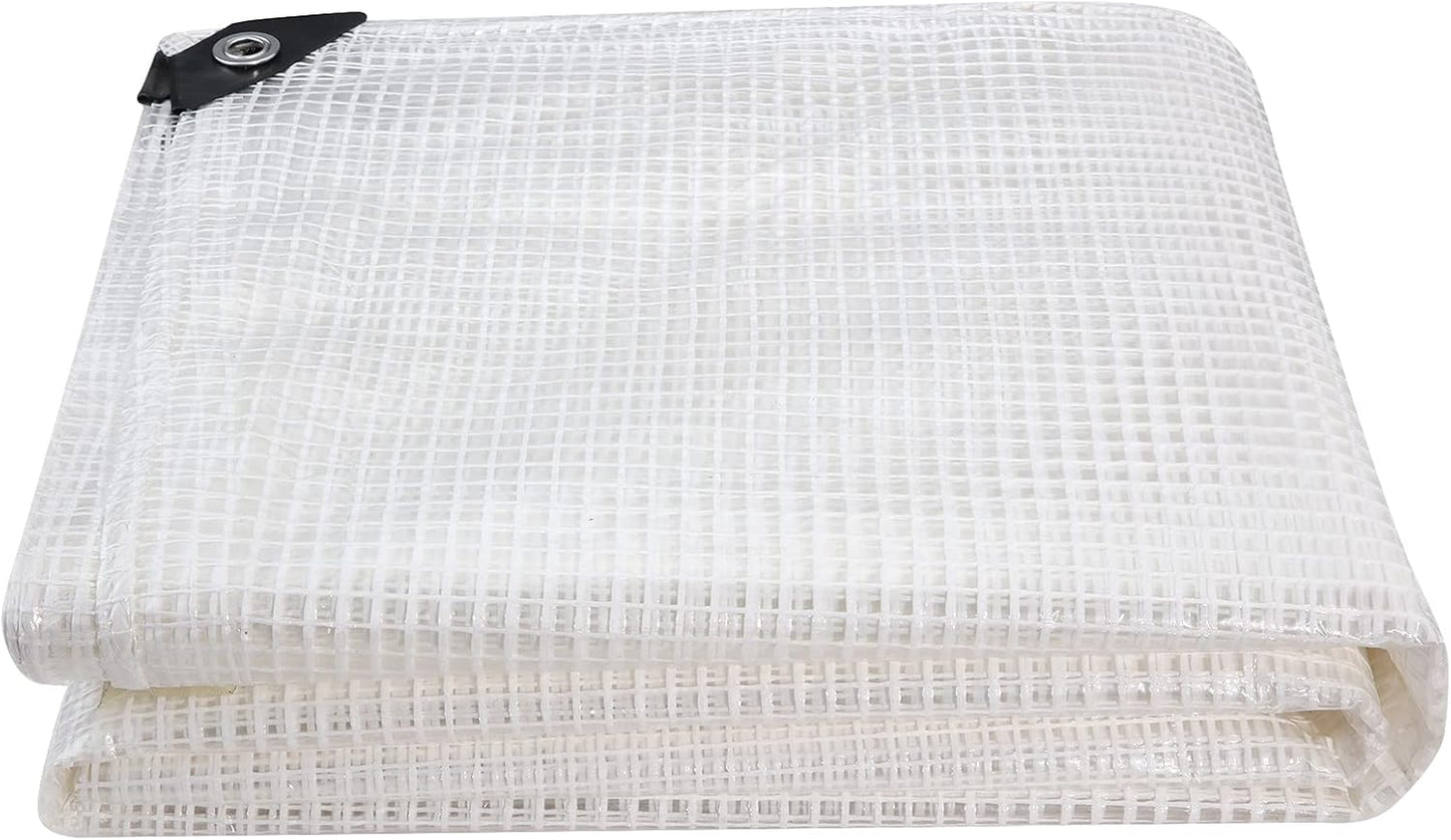 Clear Greenhouse Heavy Duty tarp 14 Mil Clear Waterproof Cover,UV Resistant Poly Tarp with Grommets 8x10ft Superior Strength,for Gardening, Farming, Nursery, Garden