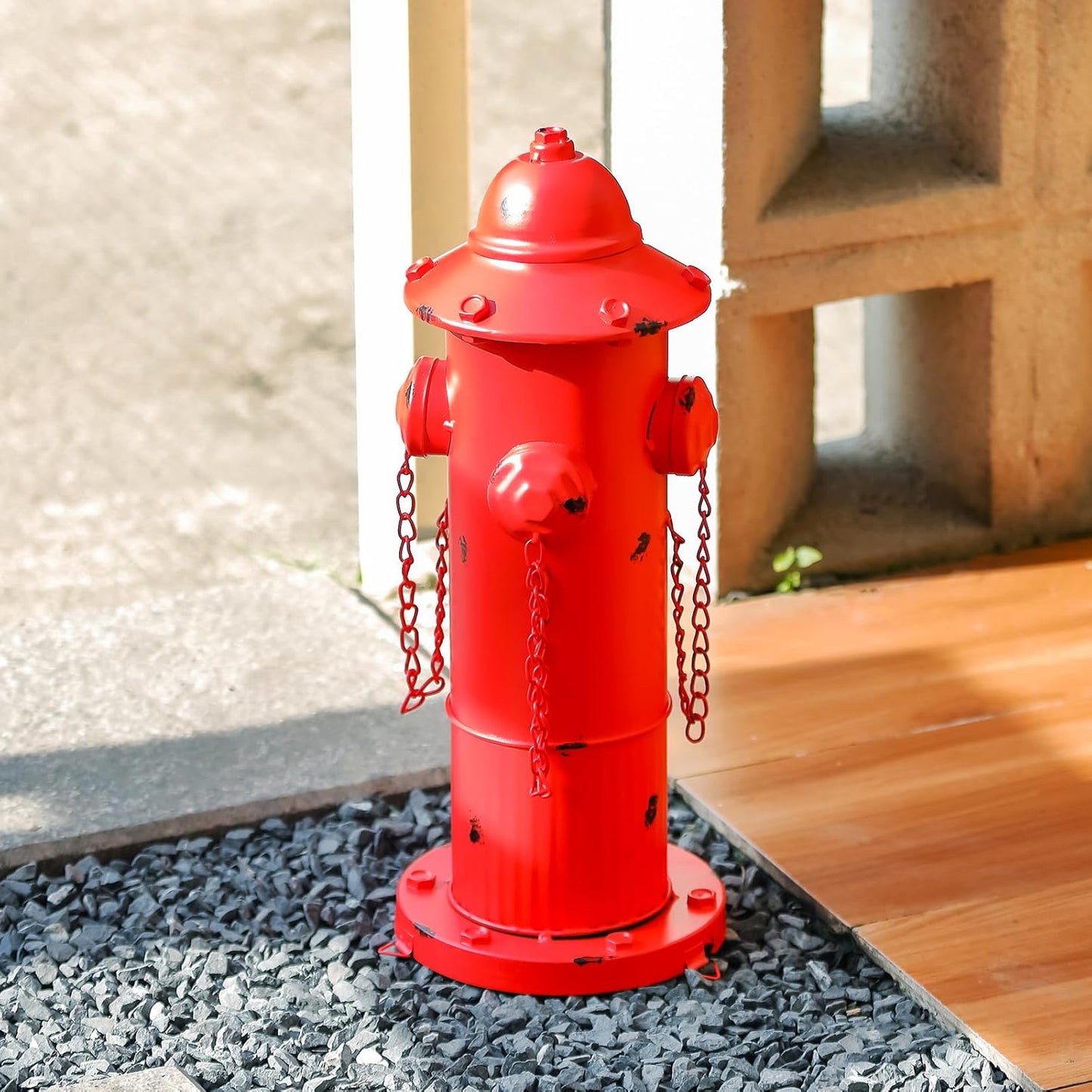 Fire Hydrant for Dogs to Pee on, Metal Puppy Pee Post for Dogs, Red Fake Fire Hydrant with Stakes, Pee Post for Dog Outdoor Indoor Training Tool Garden Yard Lawn Ornament Statue, 16.3" H