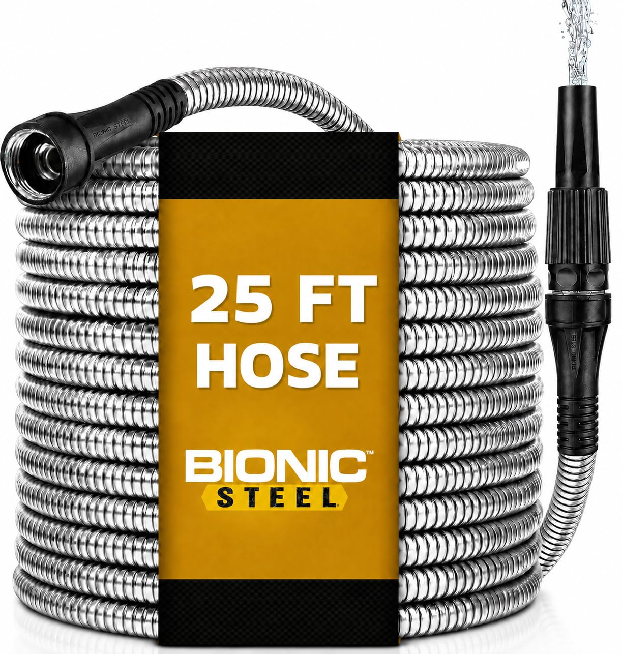 BIONIC STEEL 25 Ft Metal Garden Hose with Sprayer Nozzle