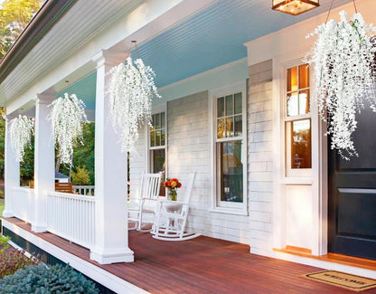 RECUTMS Fake Plant Hanging Eucalyptus Vines Plants Faux Eucalyptus Leaf Hanging Plant for Room Wedding Proch Yard Outdoor Home Wall Kitchen Bathroom Indoor Decoration in 3 Pcs(Pure White)