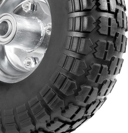 4.10/3.50-4 Tire Wheels Flat Free 10" Heavy Duty Solid Flat-Free Replacement Tire with 5/8 Axle Compatible with Gorilla Carts, Wheelbarrow, Dolly, Hand Truck (2-Pack)