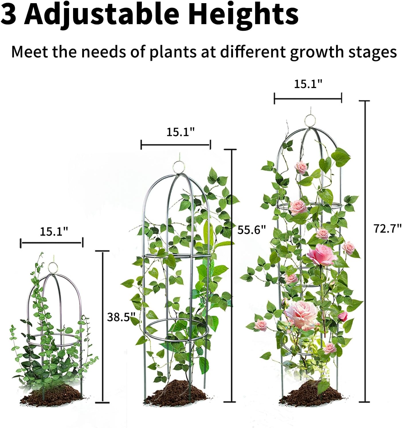 2 Pack Garden Obelisk Trellis for Climbing Plants Outdoor Tall Round Trellis for Potted Plants Indoor Climbing Vine Rose Clematis Vegetable Cucumber Supports, Lightweight