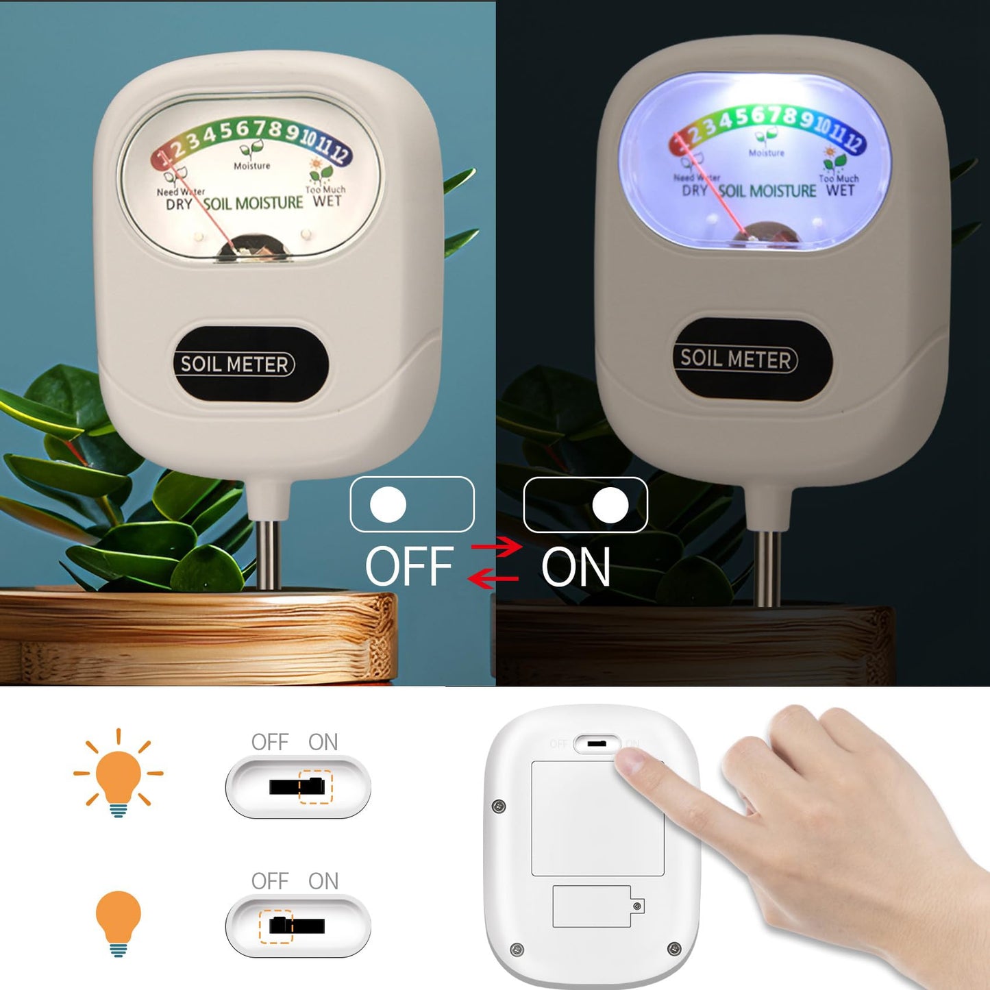 Aenncci Soil Moisture Meter, Soil Test Kit, Soil Meter, Soil Tester, Moisture Meter for House