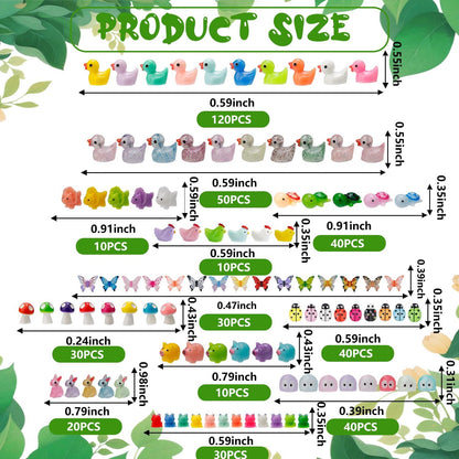 420 Pcs Mini Resin Animals 12 Styles Resin Animals Figurines Bulk for Fairy Garden Miniature Dollhouse Accessories Hide Crafts Decor