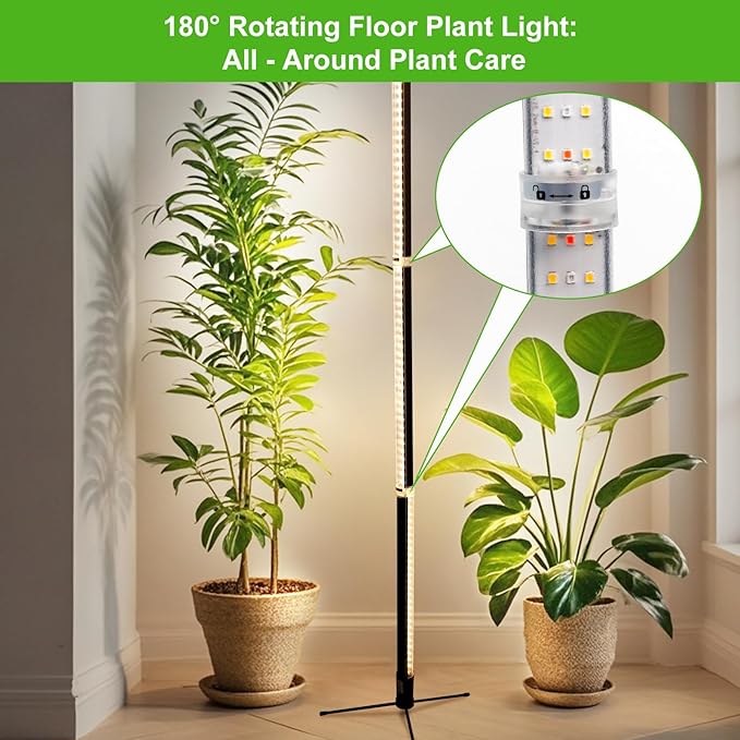 Grow Lights for Indoor Plants with Stand, Standing Grow Light with 3 Light Modes, LED Full Spectrum Vertical Grow Lights for Indoor Plants with Timer for Indoor Plants, Greenhouse (50 Inch)
