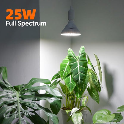 Bstrip Hanging Grow Lights for Indoor Plants, 25W Full Spectrum, White Plant Light Bulb with Timer, 16.4FT Power Cord, 5000K, Pendant or Ceiling Installation, Perfect for Tall Plants, and Plant Shelf