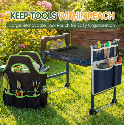 TITIUNCLE Garden Kneeler and Seat, Heavy Duty Foldable w/Soft Kneeling Pad