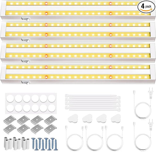 FOXGARDEN Grow Lights for Indoor Plants, 1FT 32w (4×8W) Full Spectrum LED Plant Growing Lamp, Grow Light Strip, Plug and Play, Separate Switch, 4-Pack