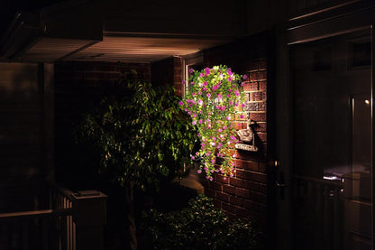 RECUTMS Artificial Hanging Plants with Lights Fake Hanging Plant Faux Eucalyptus Leaf Greenery Vine Outdoor UV Resistant Plastic Plants Home Garden Wedding Party Indoor Outdoor Decorations (Fuchsia)
