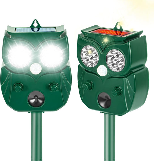Solar Ultrasonic Animal Repellent Outdoor, 4Pack Waterproof Deer Repellent Devices with RIP Motion Sensor, Cat Repellent with LED Flashing Lights, Raccoons, Skunks, Rabbits Deer Deterrent Outdoor