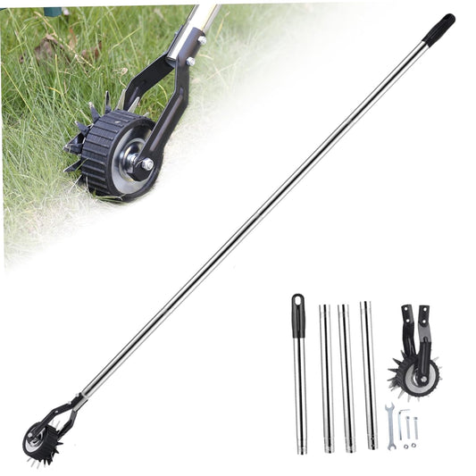 Edger Lawn Tool 67.3 Inch Manual Grass Edger with 4 Sections Stainless Steel Handle and Wheel, Rotary Garden Edging Tool for Landscaping, Sidewalk, Yard