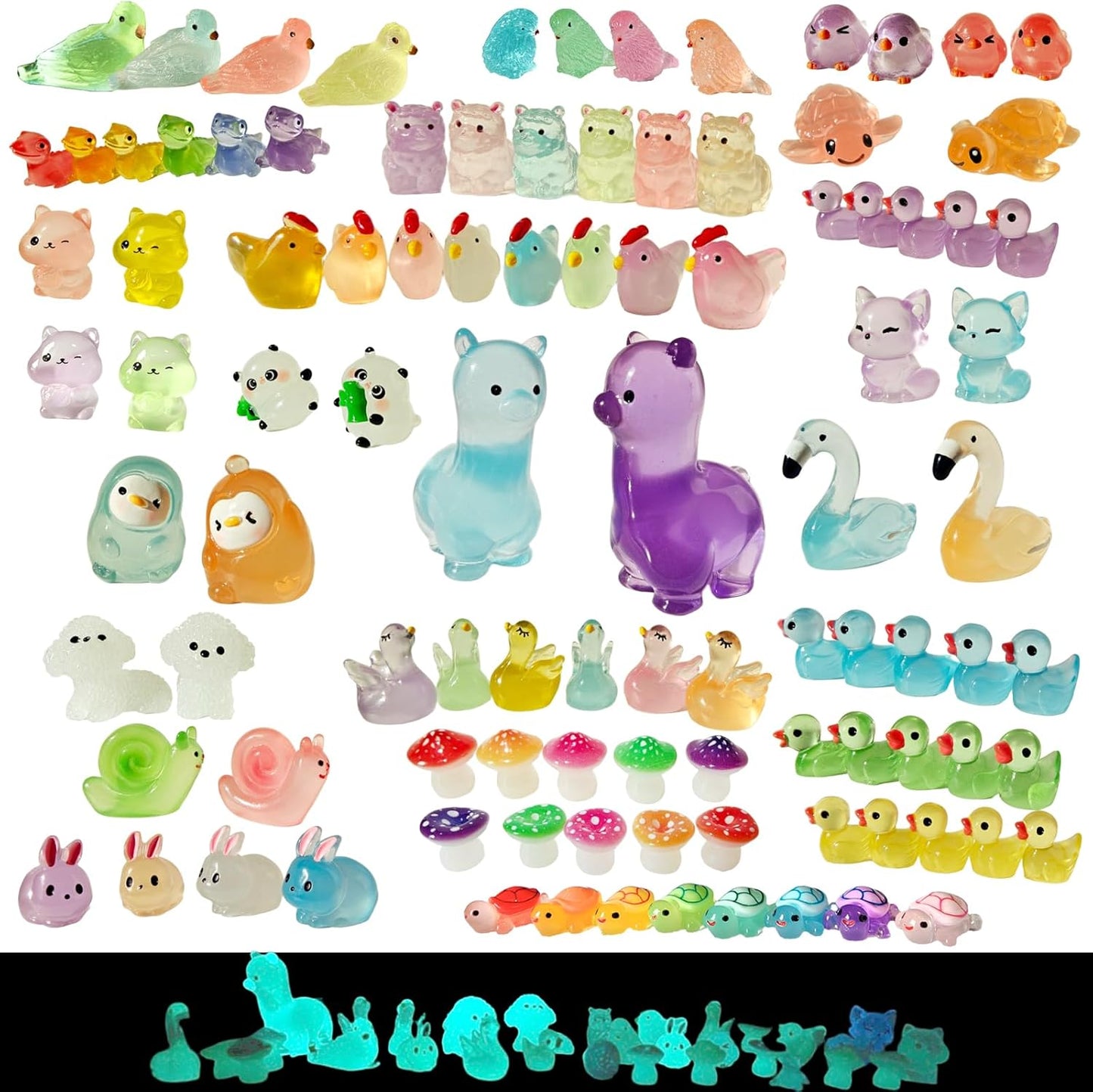 Mini Resin Animals 100 Pcs to Hide Tiny Resin Animals Bulk for Miniature Fairy Garden Accessories, Halloween Micro Landscape Aquarium Potted Decoration, Gifts