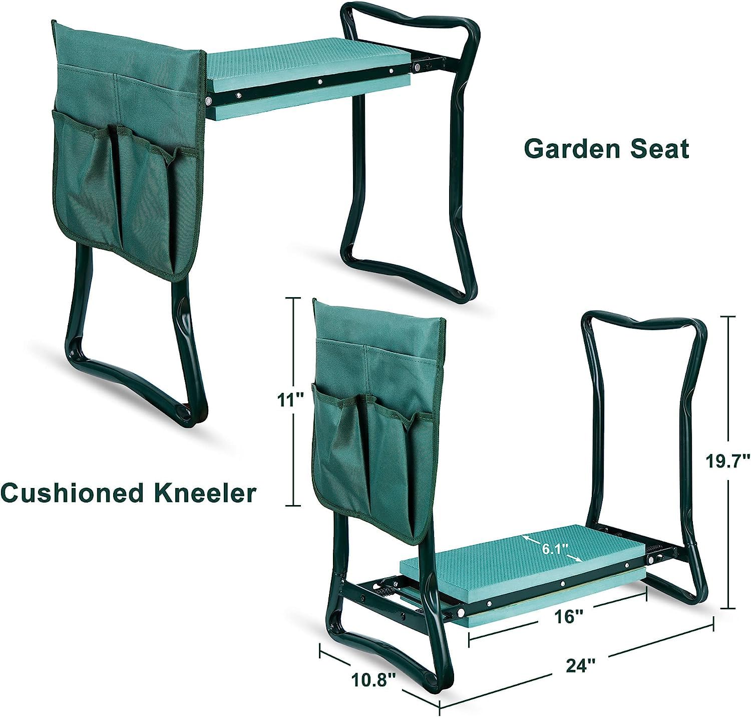 SUPER DEAL Folding Garden Kneeler and Seat with Free Tool Pouches - EVA Foam Pad Protects Your