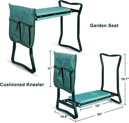 SUPER DEAL Folding Garden Kneeler and Seat with Free Tool Pouches - EVA Foam Pad Protects Your