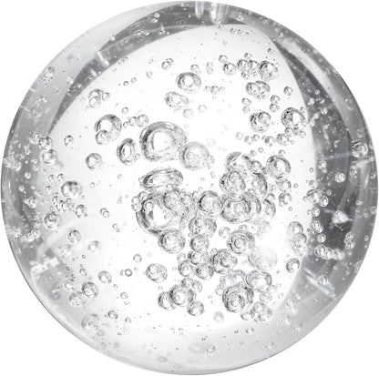 uxcell 100mm/3.9" Crystal Sphere Ball Bubble Glass Solid Decorative Sphere Crystal Ball Prop Ornament for Feng Shui Divination Fortune Telling Tabletop Fountain Decoration, Clear