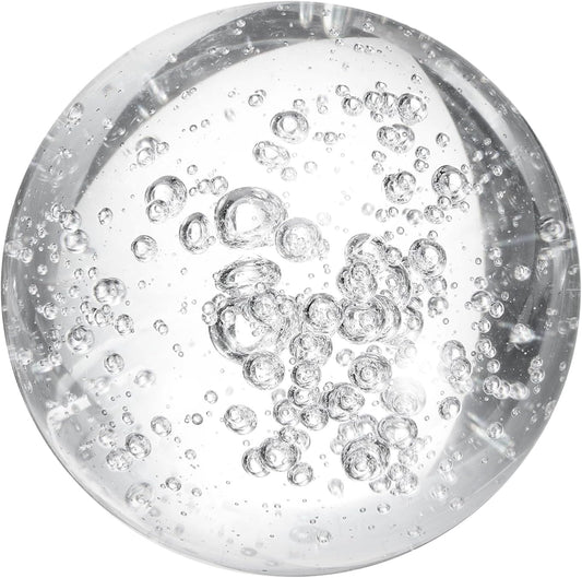 uxcell 100mm/3.9" Crystal Sphere Ball Bubble Glass Solid Decorative Sphere Crystal Ball Prop Ornament for Feng Shui Divination Fortune Telling Tabletop Fountain Decoration, Clear