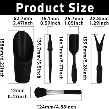 5Pcs Mini Succulent Tools Set, Plastic Garden Hand Tools Kit for Indoor Plant Care, Succulent Bonsai Miniature Garden Tool Set,Small Gardening Tools for Transplanting Digging Planting, Black