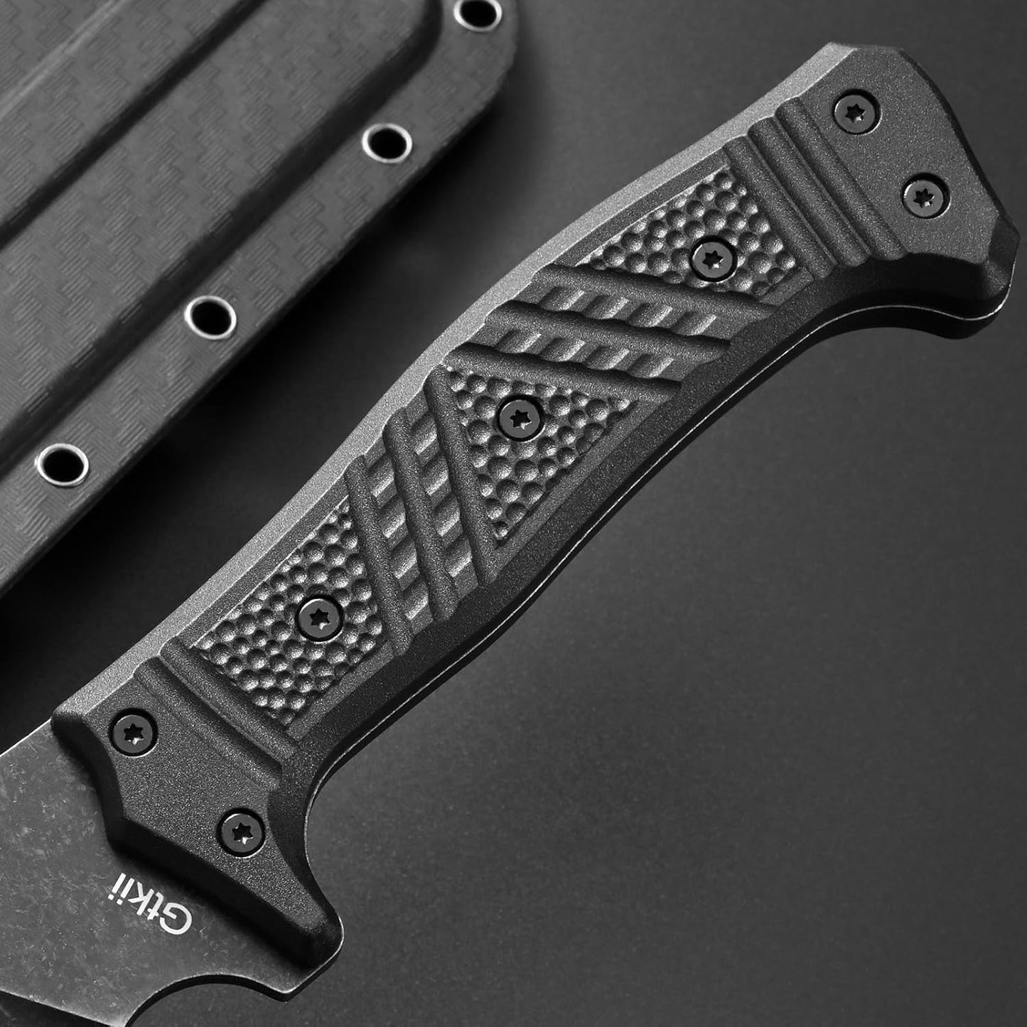 GTK32 Fixed Blade Knife DC53 Steel Blade Full Tang Nylon Fiberglass Handle Heavy Duty Knifes for Field Hunting Camping Bushcraft(Black)