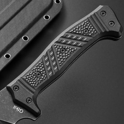 GTK32 Fixed Blade Knife DC53 Steel Blade Full Tang Nylon Fiberglass Handle Heavy Duty Knifes for Field Hunting Camping Bushcraft(Black)