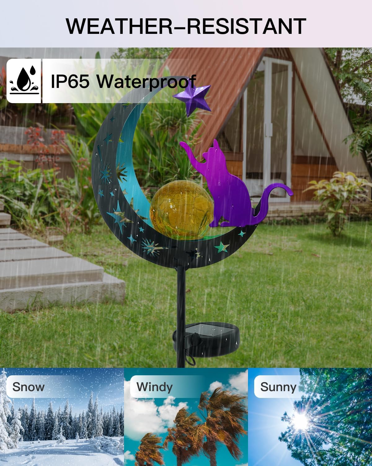 Putuo Decor Solar Garden Lights for Outside - Solar Cat Garden Decor with Waterproof, Decorative Cat Lights Outdoor for Yard