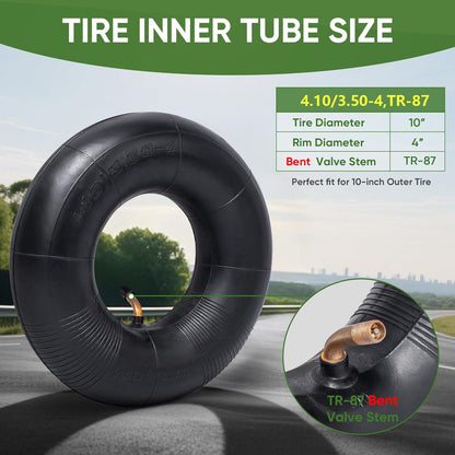 TICONN 4.10/3.50-4 Tire Inner Tube, 2 Pack Inner Tire Tube for Wheelbarrow Tires, Replacement Tube with TR-87 Bent Valve Stem for Wheelbarrows, Mowers, Hand Trucks, ATVs