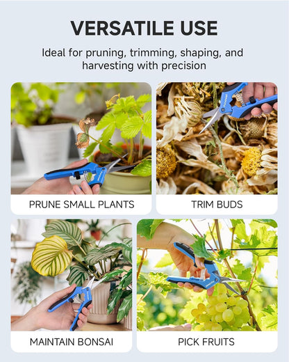 Fondwell 6.5" Gardening Scissors Trimming Shears: 2 Pack of Trimming Scissors for Buds - Comfortable Hand Pruners with Curved Blades