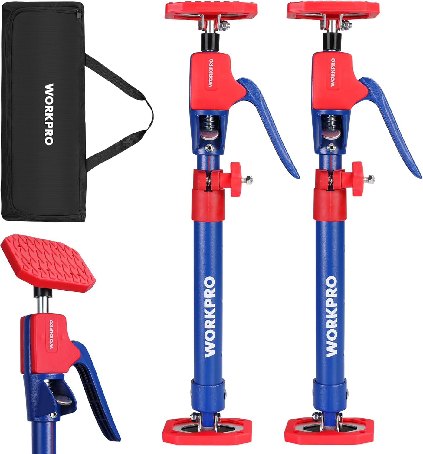 WORKPRO Cabinet Jack Support Pole, 18.5" to 29.5" Steel Telescopic Quick Support Rod Adjustable 3rd Hand Support System with 154 lbs Capacity for Cabinet Jack, Drywall Jack& Cargo Bars, 2-Pack