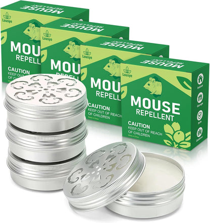4 Pack Mouse Repellent with Peppermint Oil - Natural Rodent Repellent for 24/7 Protection in House, Car, Garage & Attic,Human & Pet Safe