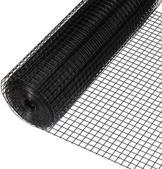 Fencer Wire Hardware Cloth with 1-Inch Grid, 16 Gauge Black Vinyl Coated Welded Fence Mesh Roll for Home and Garden Fence and Pet Enclosures Protect (36 Inch x 50 ft.)
