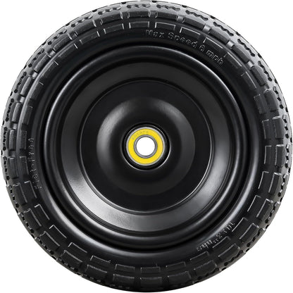 2 Pcs 10” Solid Tires, 10" x 3" Flat Free Tire and Wheel with 5/8” Axle Bore Hole and Double Sealed Bearings,2.1" Offset Hub Compatible with 10x3 Hand Truck, Wheelbarrow, Lawn Mower Tires