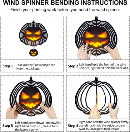 Halloween Sublimation Wind Spinner Blanks, Halloween Party Decorations Pumpkin Shape 10 inch, for Backyard, Garden, Home Decoration, 2 PCS