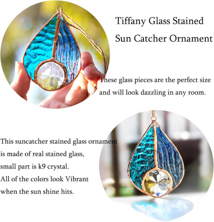 H&D HYALINE & DORA Colorful Teardrop Stained Glass Windows hangings Suncatchers Art
