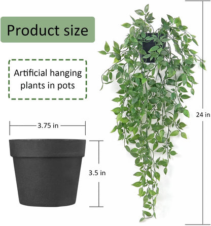 Fake Hanging Plants Artificial Small Potted Plants Mandala Leaves Faux Vines Indoor Greenery Plant for Living Room Shelf Decor (1 PCS)