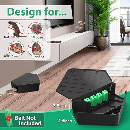Rat Station Box with Keys, 6 Pack Rodent Station Keeps Rats Away, Keeps Children and Pets Safe, Key Unlocking, Reusable & Long-Lasting, Indoor & Outdoor