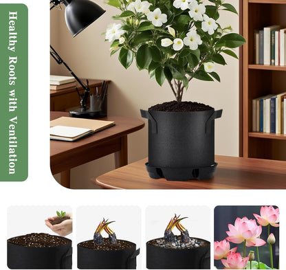 4Pcs Self Watering Pot Base with 1 Plant Grow Bag, Self Watering Pots for Indoor Plants, Plant Saucers, Auto Watering for Plants Indoor - Auto-Irrigation System for 5 Gallon Fabric Pots