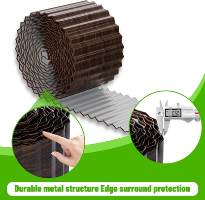 SnugNiture 3 Rolls Corrugated Metal Garden Edging,8" x 20' Landscape Edging Border,Sturdy Metal Lawn Edging for Landscaping, Garden,Flower Bed and Yard(Total 60 Ft)