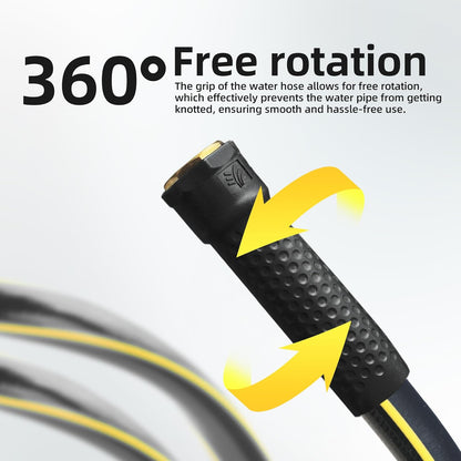 Solution4Patio Long Black Garden Hose 5/8 in. x 100 ft. -Kink Free, No Leaking, Male/Female Fittings -Heavy Duty Durable Flexible Lightweight Water Pipe -Brass Aluminum Ends for Household & Yard Use