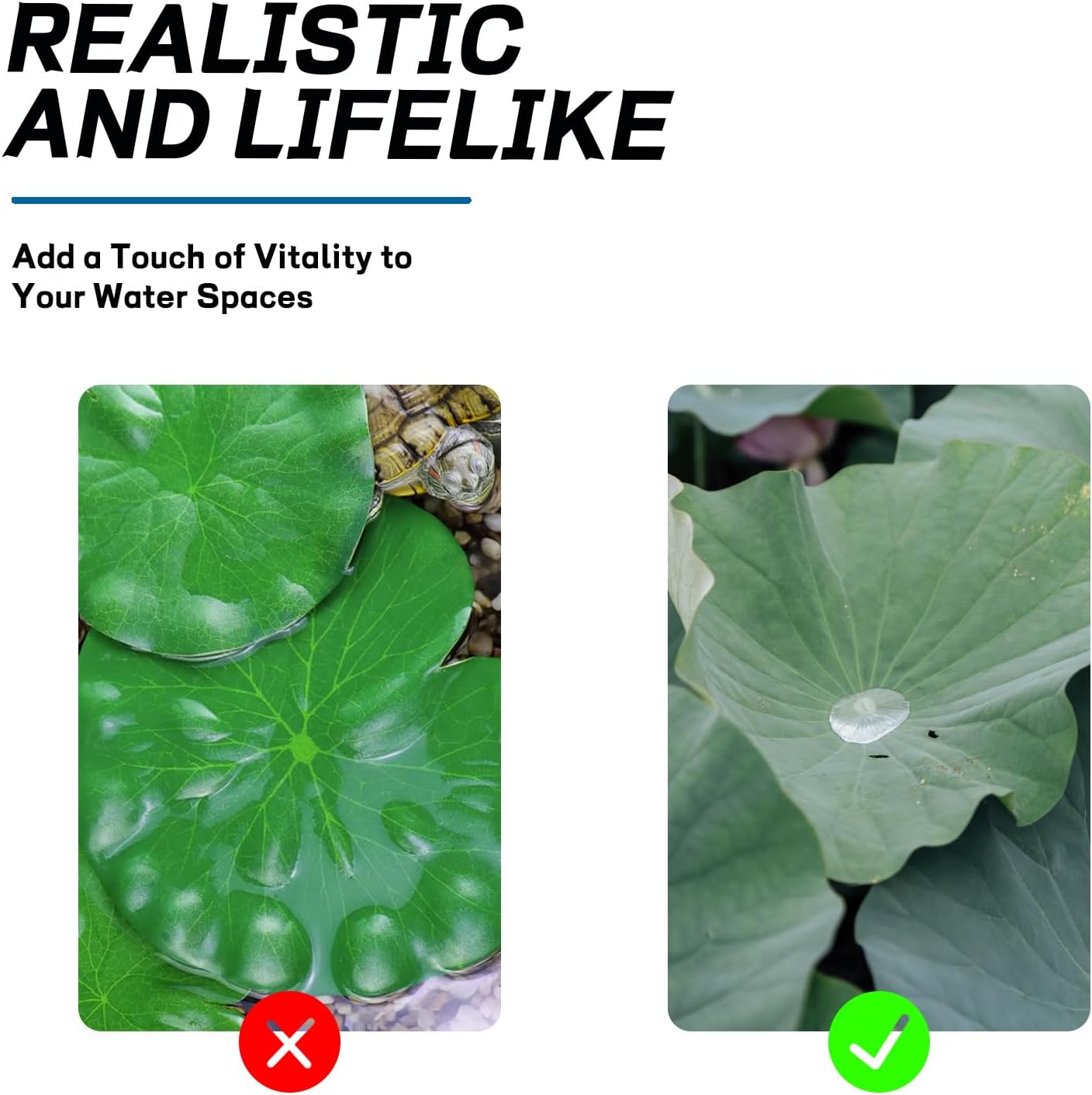 BRBASAP 6Pcs Realistic Floating Lily Pads for Ponds Artificial Foam Lotus Leaves for Pond Decor Plastic Water Lily Pads Foliage for Pool Koi Fish Patio Aquarium Lifelike Pond Plants