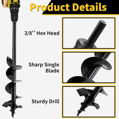 4"x32"Auger Drill Bit for Planting,Heavy-Duty Garden Auger Spiral Drill Bit with Dual Sharp Blades,Bulb Planter Tool & Plant Hole Digger,Planting Auger for Cordless Drill,Tulip Planter Bit
