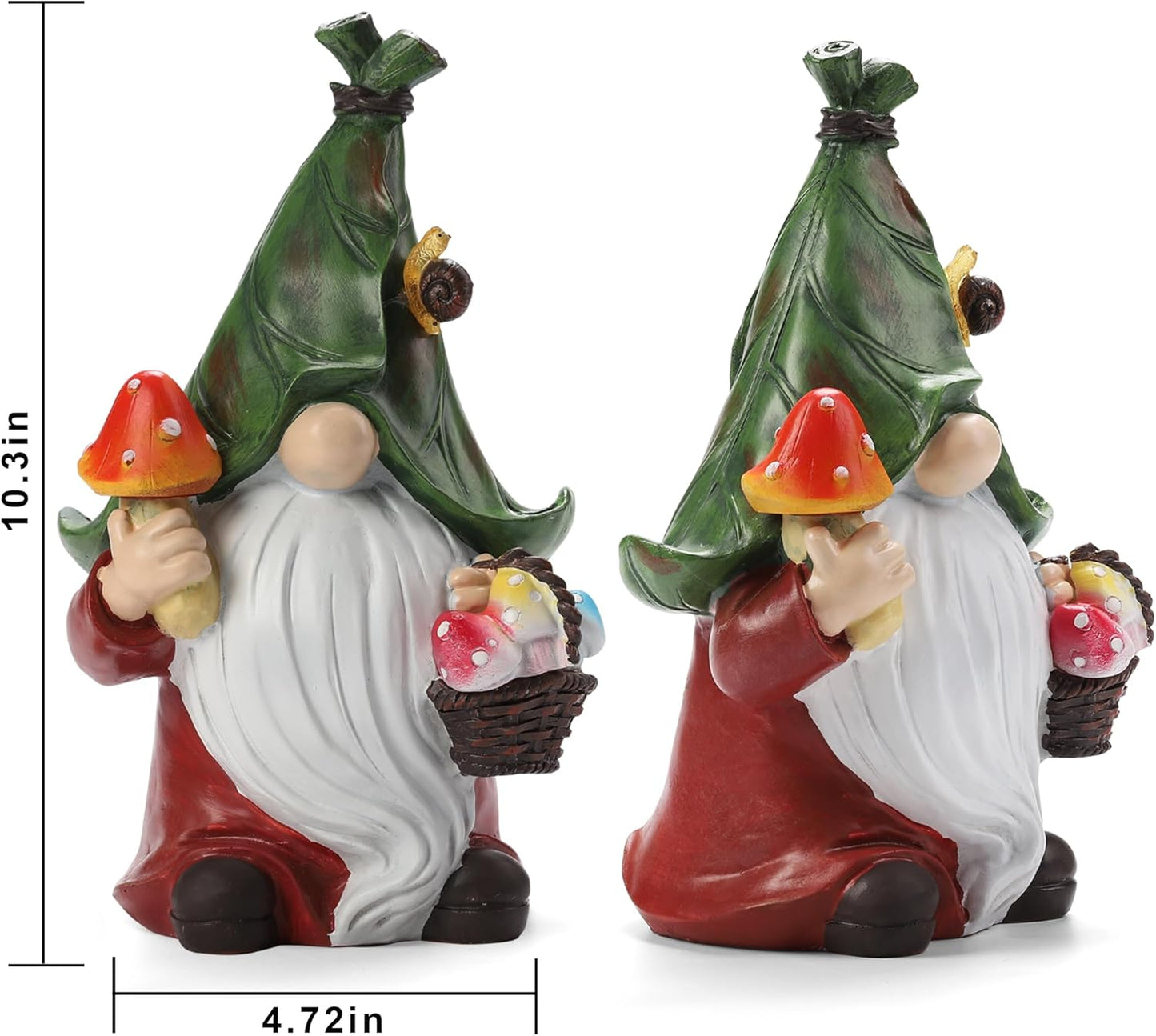 Gnome Solar Garden Statue with 3 LED Lights, Mushroom-Picking Gnome Statue Outdoor Decor for Patio, Yard, Balcony, Lawn Ornament, Unique Gift for Mom