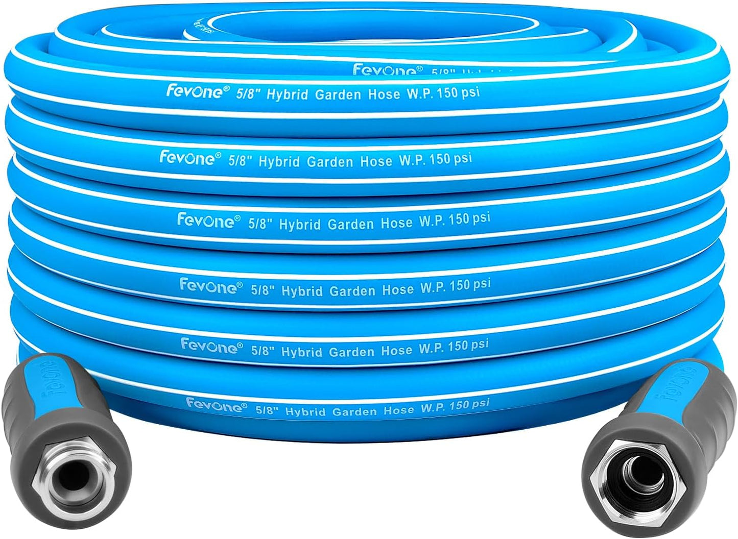 Fevone 80 ft x 5/8" Heavy Duty Garden Hose, Drinking Water Safe, Flexible & Kink-Free Hybrid Polymer Water Hose, Lightweight Outdoor Hose with swivel handles and 3/4" Solid Aluminum Fittings