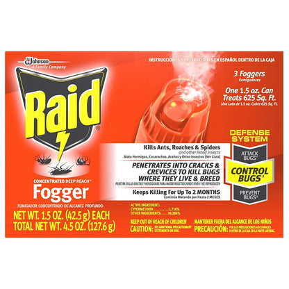 Raid Concentrated Deep Reach Foggers, 4.5 oz (Pack of 3 x 1.5 oz)